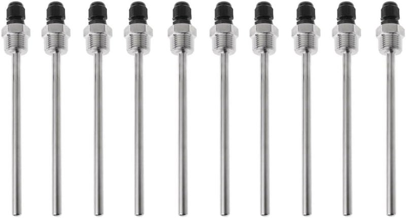 HOgardenME 10PCS 304 Stainless Steel Thermowell, 30mm Waterproof 1/2inch NPT Thread Thermowell For Temperature Sensor for Beer Fermenter(150mm) - Image 1